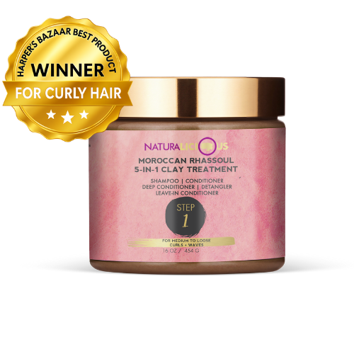 Step 1: Moroccan Rhassoul 5-in-1 Clay Treatment (For Loose Curls)