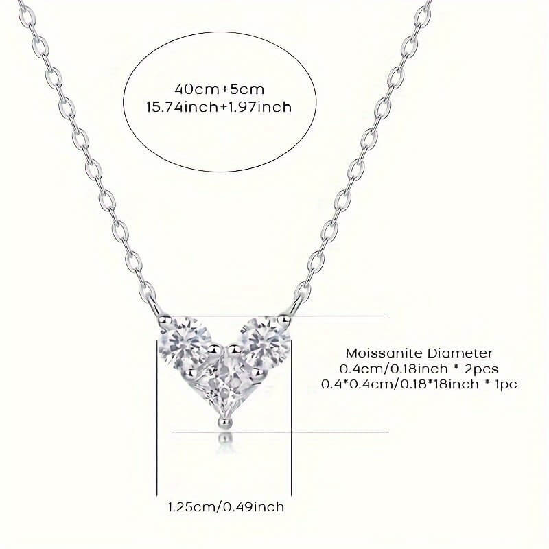 Sterling Silver Moissanite Heart Necklace - HalleBeauty