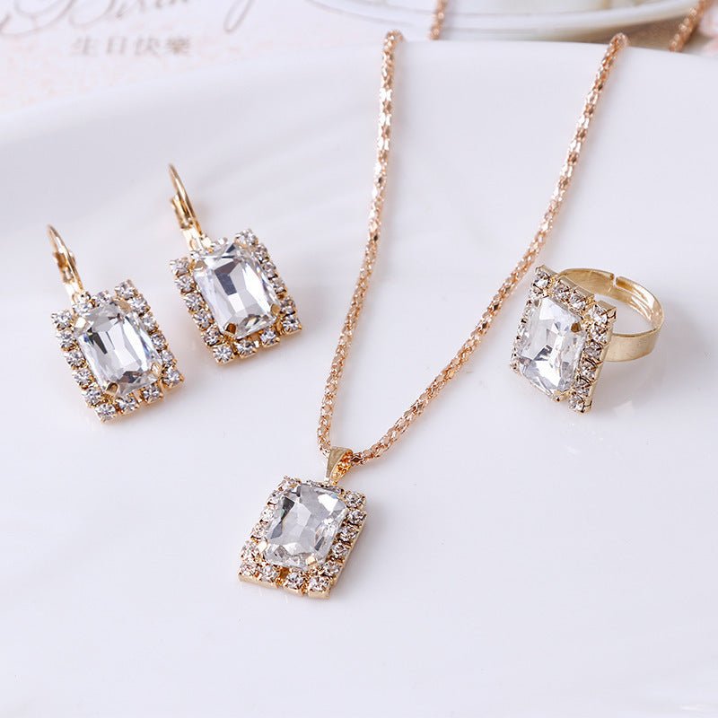 The Crystal Jewelry Set | Necklace, Earrings & Ring - HalleBeauty