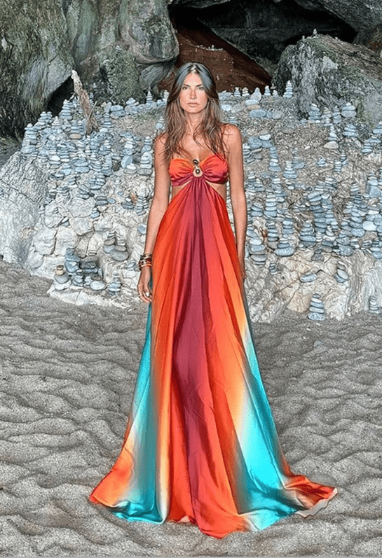 Tie - Dye Gradient Dress - Strapless Hollow Out Maxi - HalleBeauty