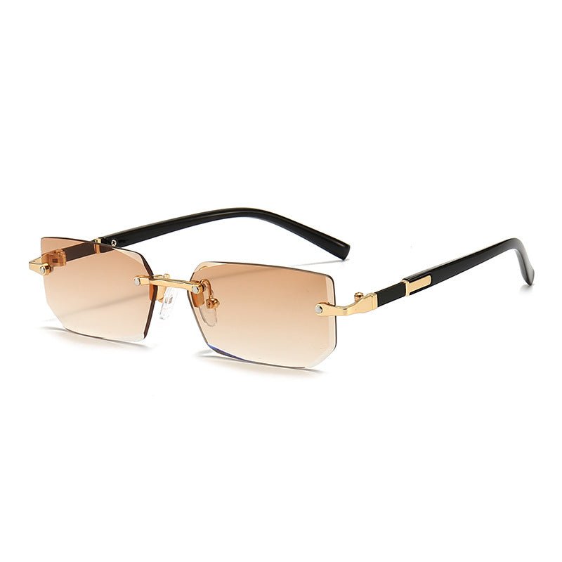 Trendy Rimless Rectangle Sunglasses – Classic & Lightweight - HalleBeauty