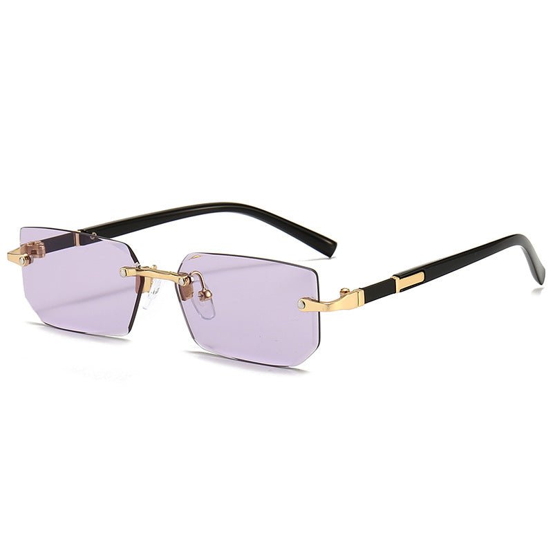 Trendy Rimless Rectangle Sunglasses – Classic & Lightweight - HalleBeauty