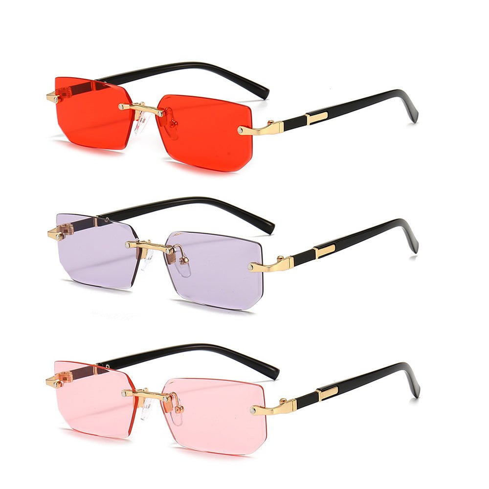 Trendy Rimless Rectangle Sunglasses – Classic & Lightweight - HalleBeauty