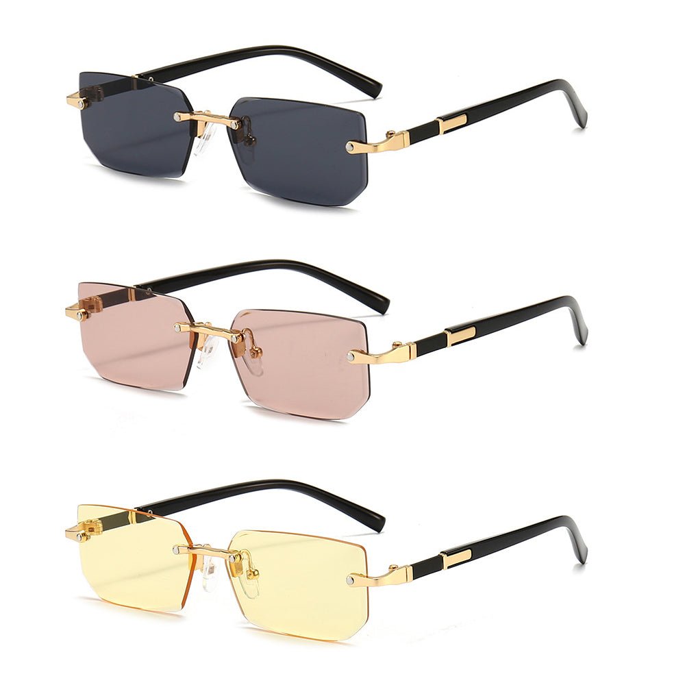 Trendy Rimless Rectangle Sunglasses – Classic & Lightweight - HalleBeauty