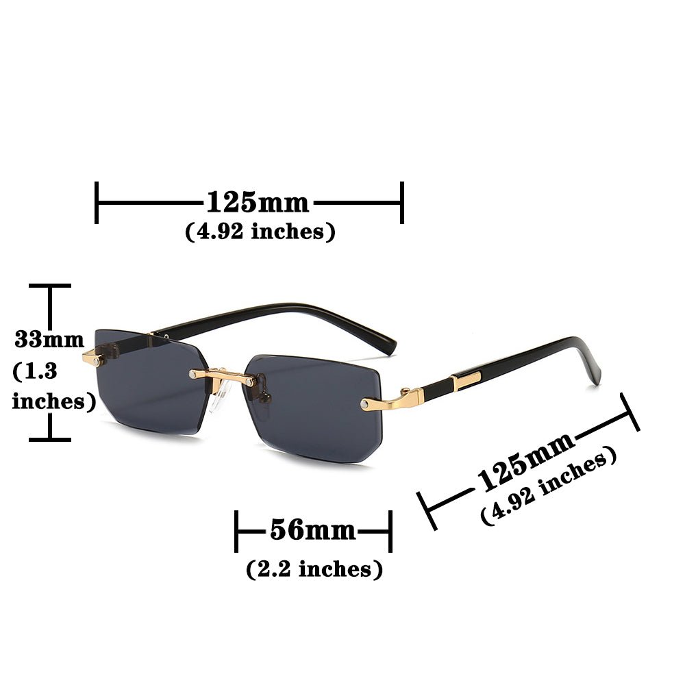 Trendy Rimless Rectangle Sunglasses – Classic & Lightweight - HalleBeauty