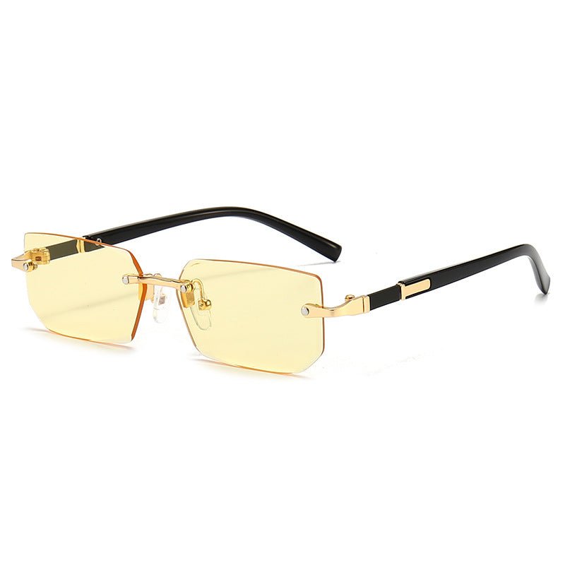 Trendy Rimless Rectangle Sunglasses – Classic & Lightweight - HalleBeauty