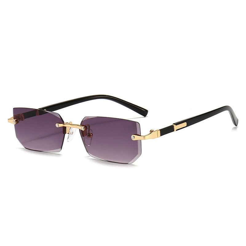 Trendy Rimless Rectangle Sunglasses – Classic & Lightweight - HalleBeauty