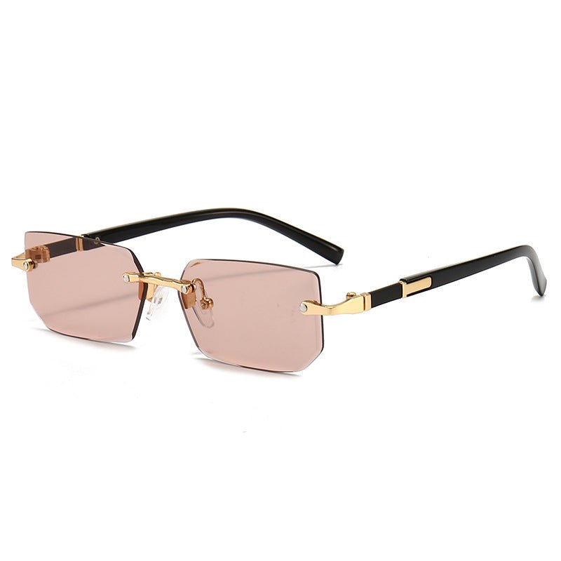 Trendy Rimless Rectangle Sunglasses – Classic & Lightweight - HalleBeauty