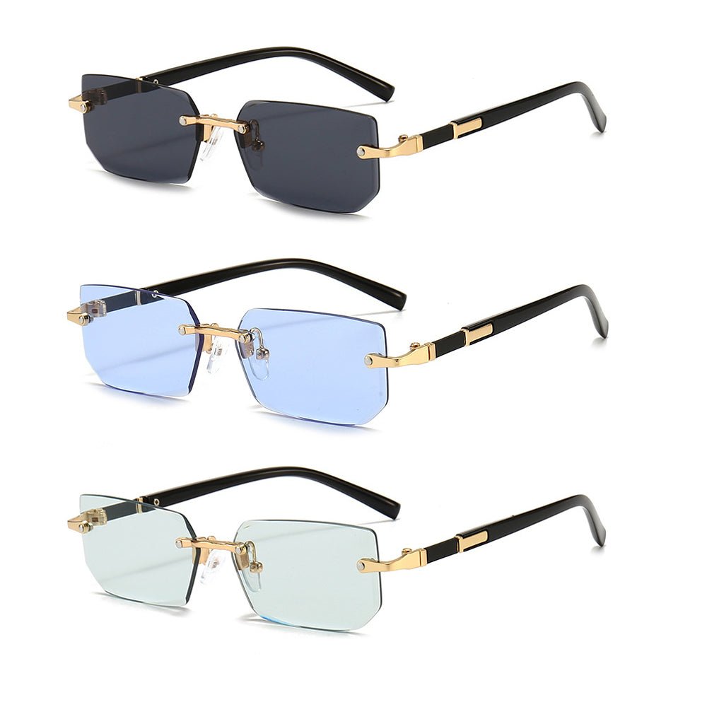 Trendy Rimless Rectangle Sunglasses – Classic & Lightweight - HalleBeauty