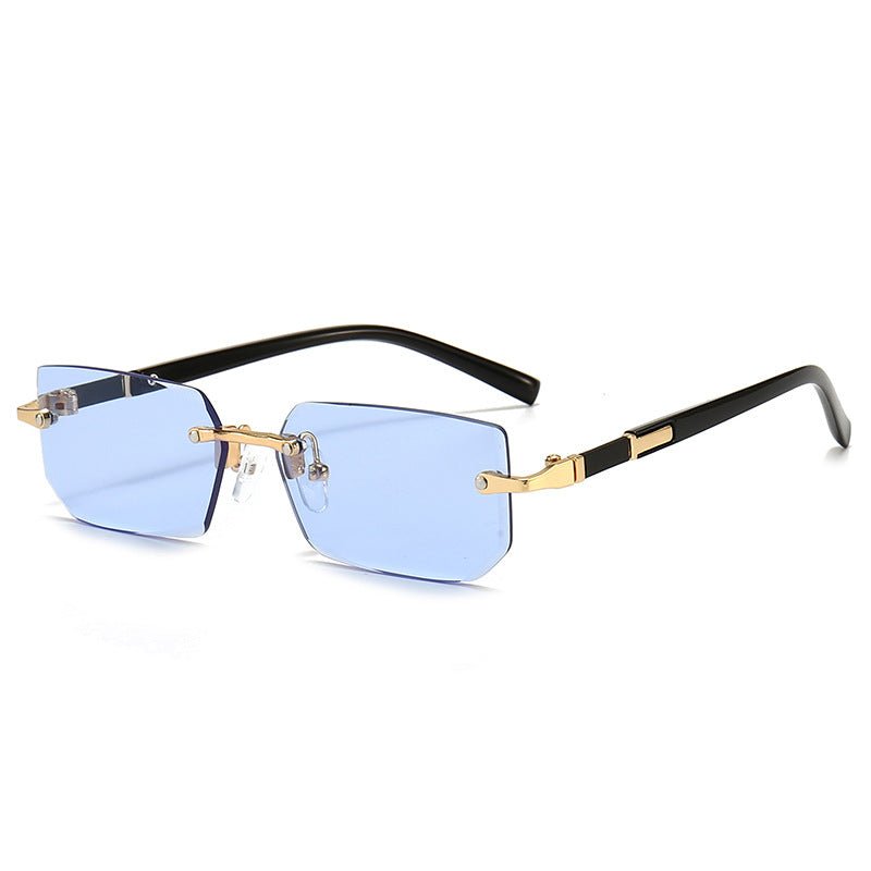 Trendy Rimless Rectangle Sunglasses – Classic & Lightweight - HalleBeauty