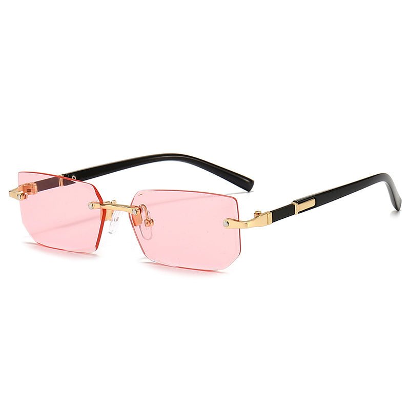 Trendy Rimless Rectangle Sunglasses – Classic & Lightweight - HalleBeauty
