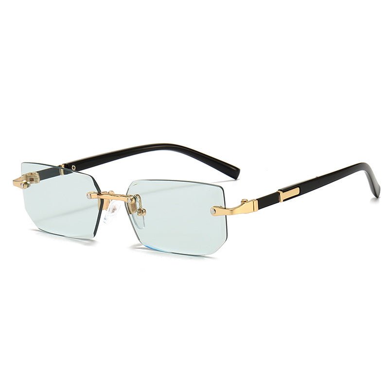 Trendy Rimless Rectangle Sunglasses – Classic & Lightweight - HalleBeauty