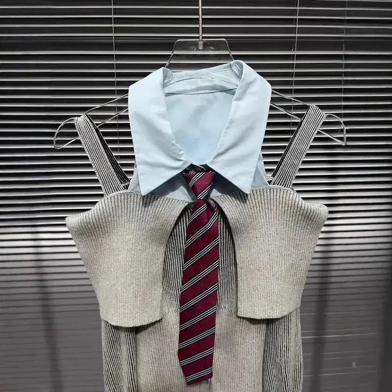 Trendy Women’s Off - Shoulder Knitted Blouse – Long Sleeve Tie Design - HalleBeauty