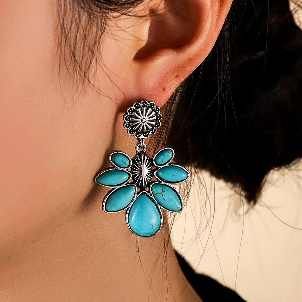 Turquoise Boho Waterdrop Earrings - Small Delicate Women’s Jewelry - HalleBeauty