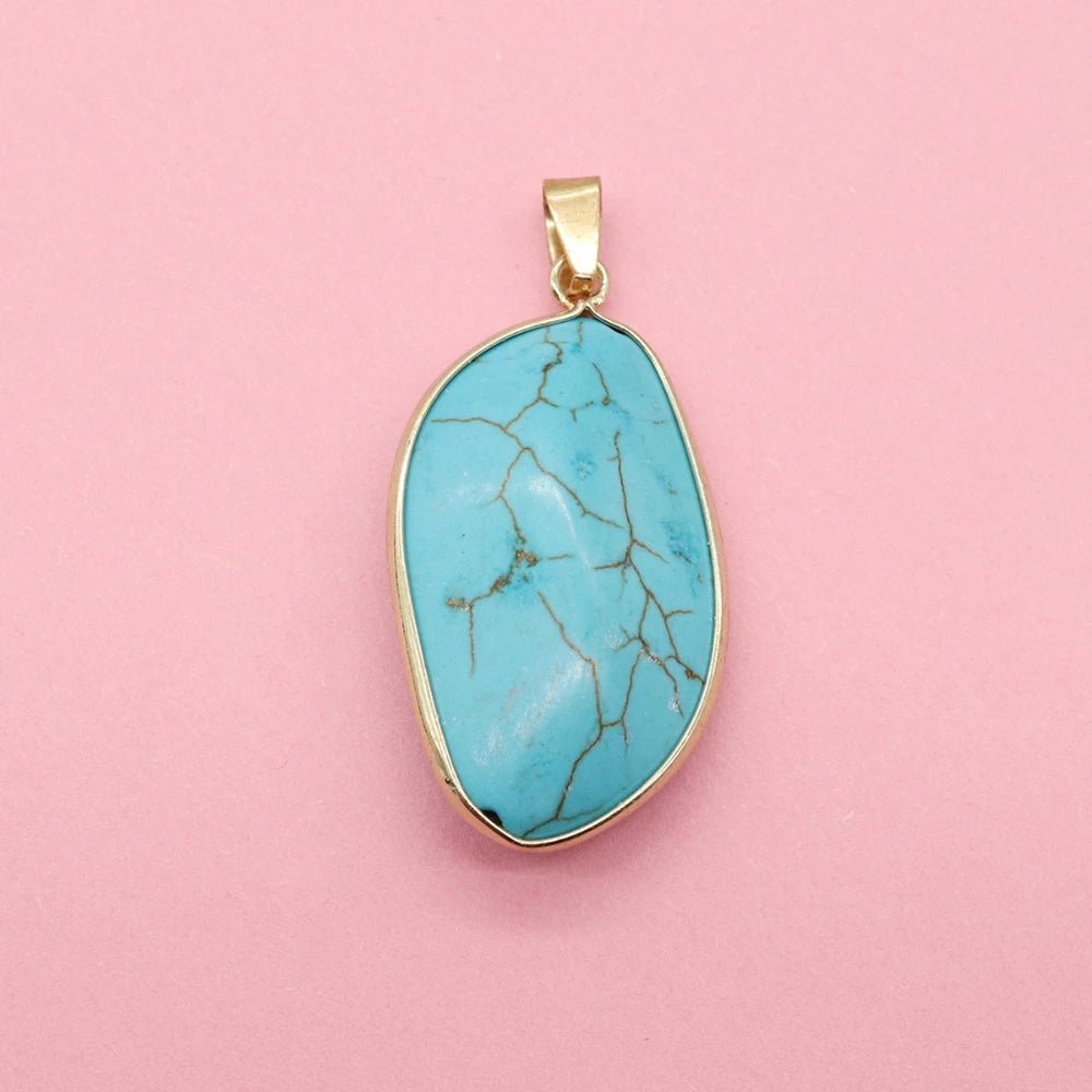 Turquoise Leaf Pendant Necklace for Women - Nature Jewelry Gift - HalleBeauty