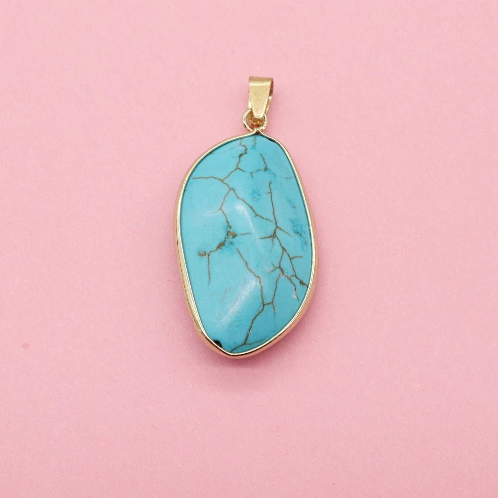 Turquoise Leaf Pendant Necklace for Women - Nature Jewelry Gift - HalleBeauty