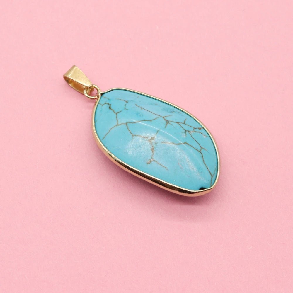 Turquoise Leaf Pendant Necklace for Women - Nature Jewelry Gift - HalleBeauty