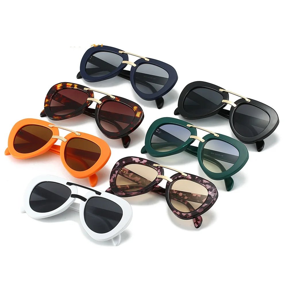 Unisex Retro Pilot Sunglasses – UV400 Fashion Travel Eyewear - HalleBeauty