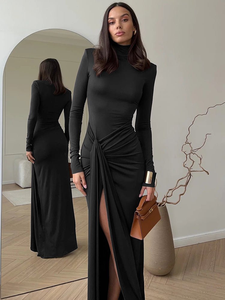 urtleneck Maxi Dress – Sophisticated & Flowy - HalleBeauty