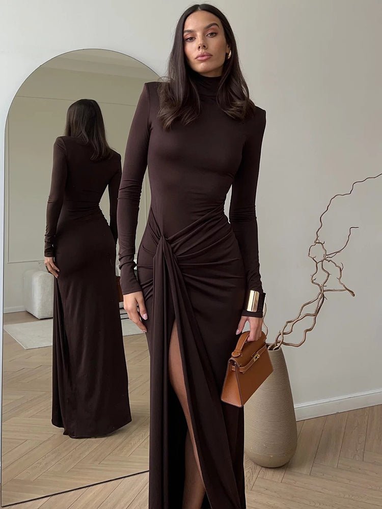 urtleneck Maxi Dress – Sophisticated & Flowy - HalleBeauty