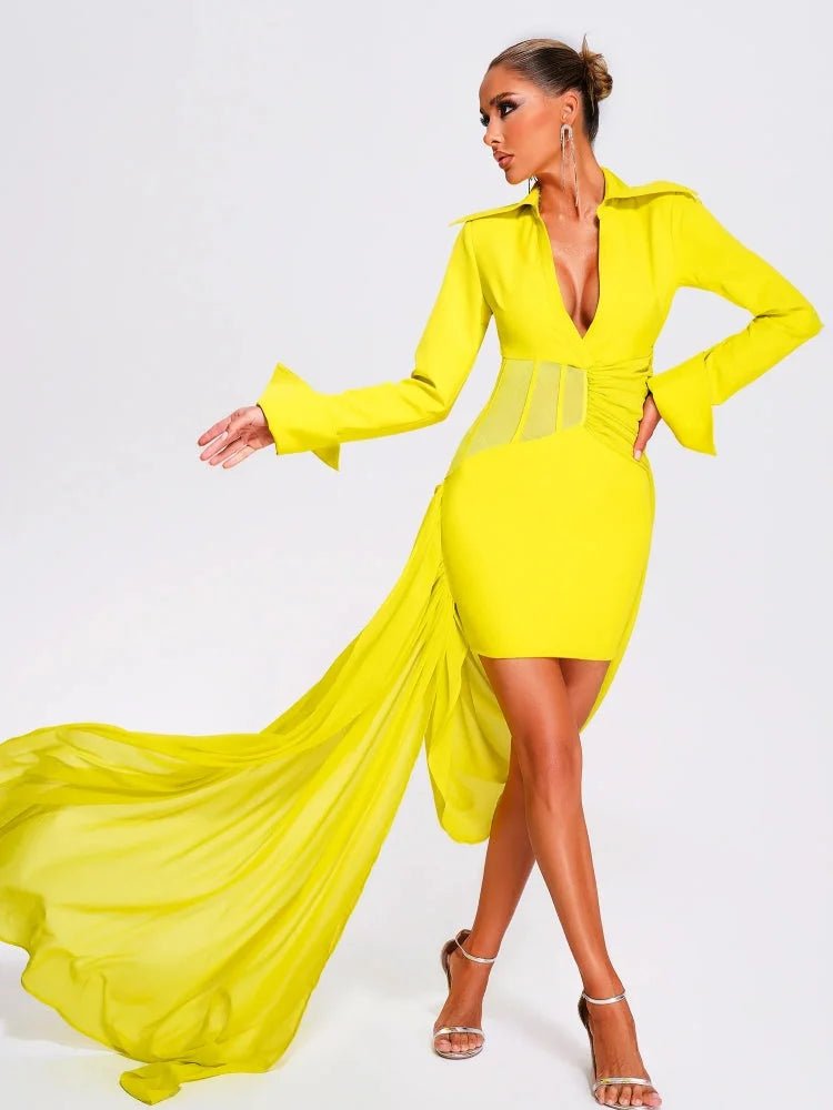 V - Neck Neon Mini Dress - Bold & Eye - Catching Style - HalleBeauty