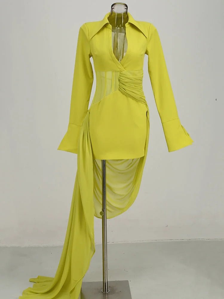 V - Neck Neon Mini Dress - Bold & Eye - Catching Style - HalleBeauty