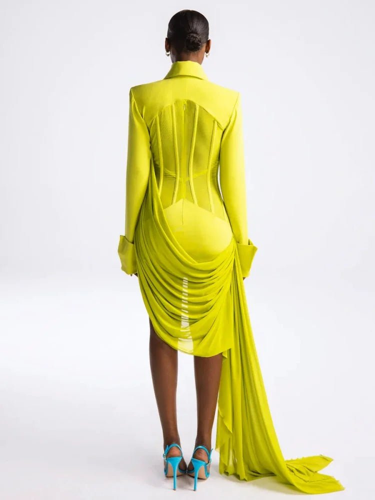 V - Neck Neon Mini Dress - Bold & Eye - Catching Style - HalleBeauty