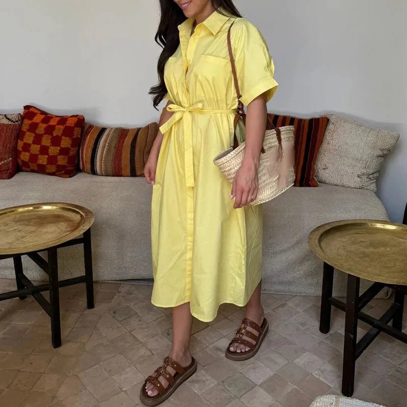 versatile Women's Solid Shirt Dress - Hallebeauty - HalleBeauty