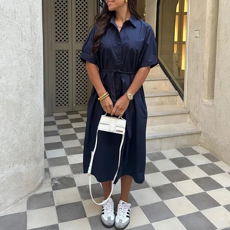 versatile Women's Solid Shirt Dress - Hallebeauty - HalleBeauty