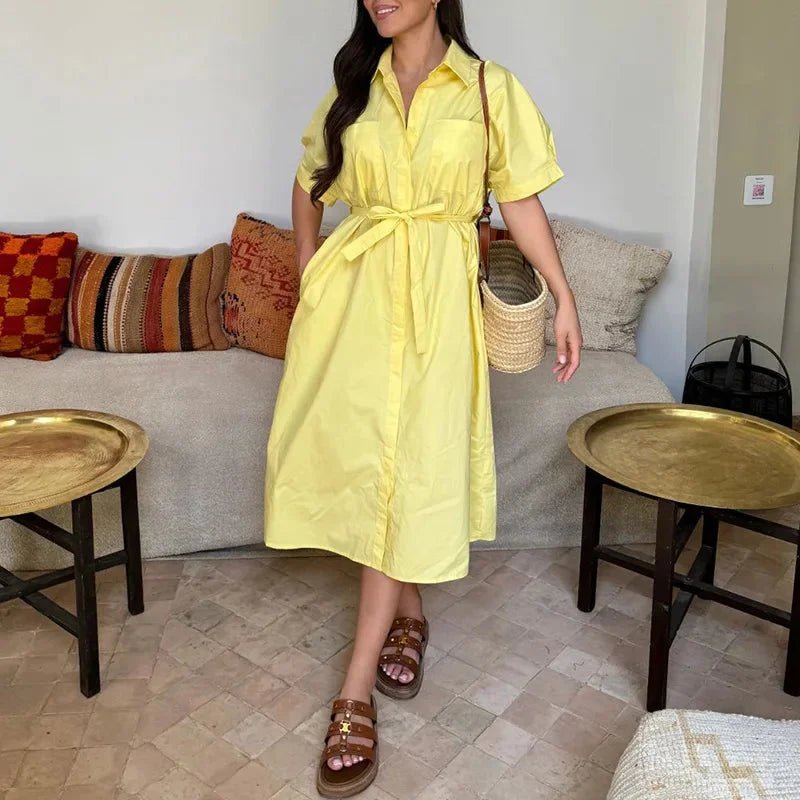 versatile Women's Solid Shirt Dress - Hallebeauty - HalleBeauty