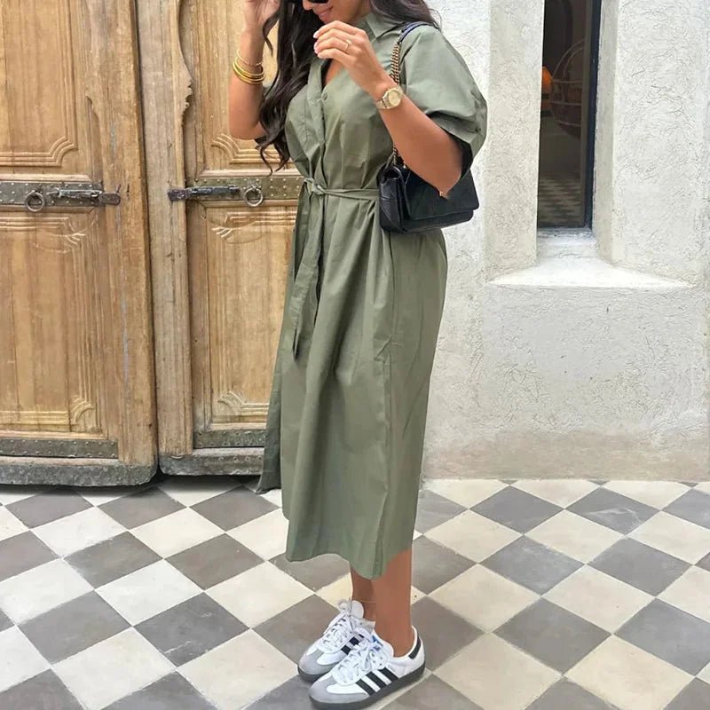 versatile Women's Solid Shirt Dress - Hallebeauty - HalleBeauty