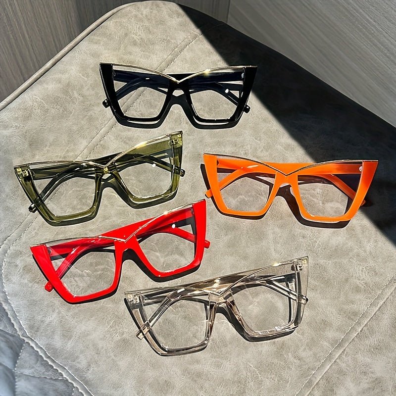 Vintage Cat Eye Glasses - Jelly Color Frame & Clear Lenses (Eye Protection) - HalleBeauty