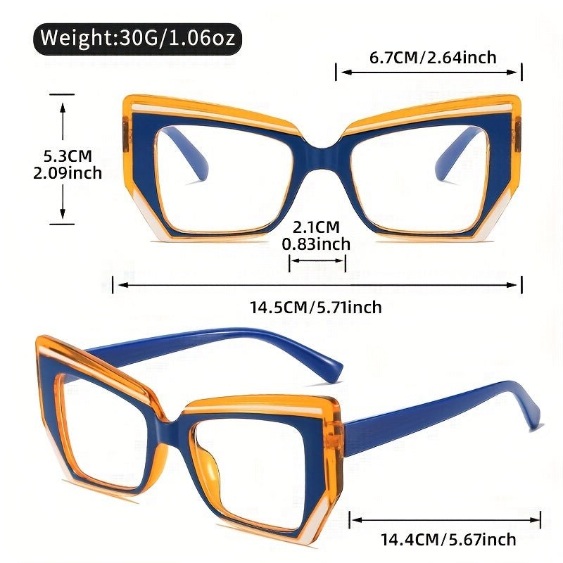 Vintage Cat Eye Sunglasses - Oversized Geometric Frame (UV400) - HalleBeauty