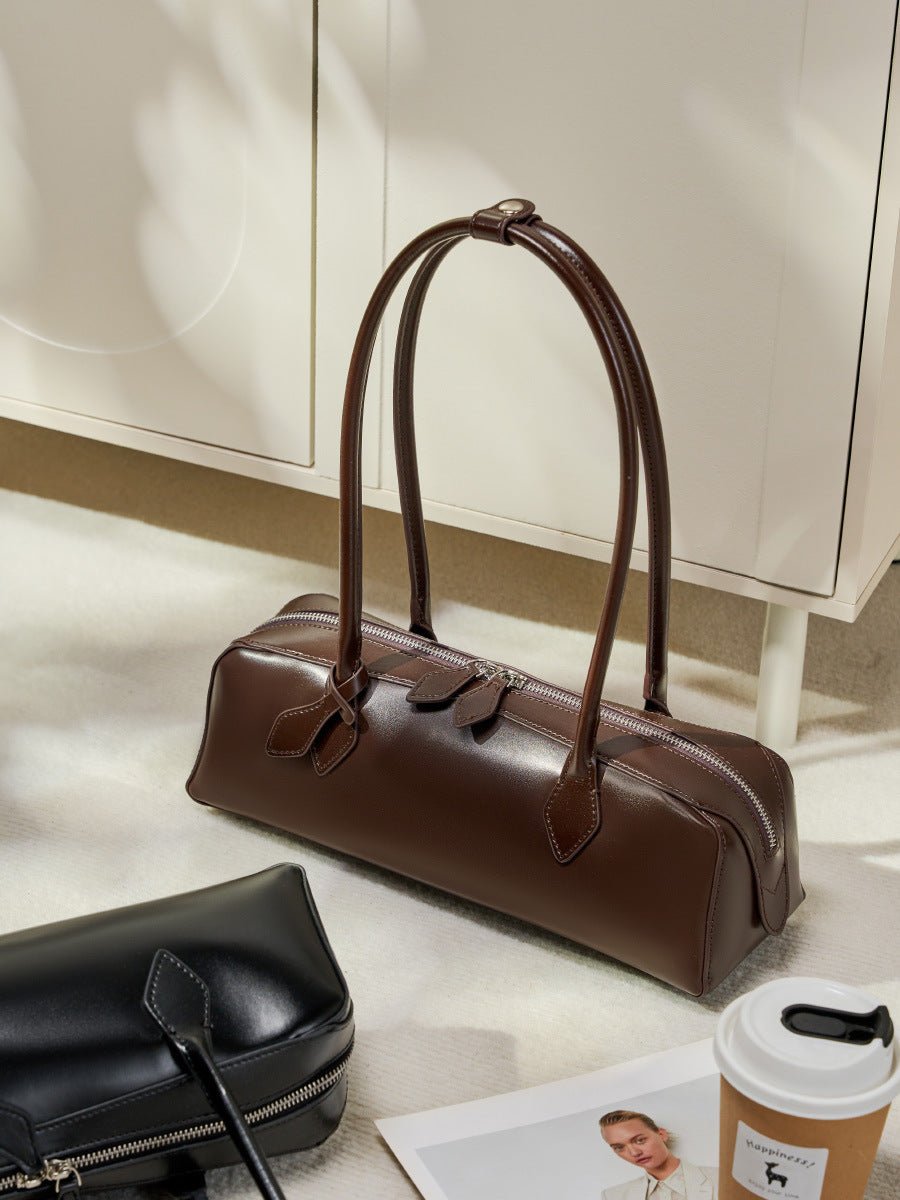 Vintage Leather Shoulder Bag – Handcrafted Retro Purse - HalleBeauty