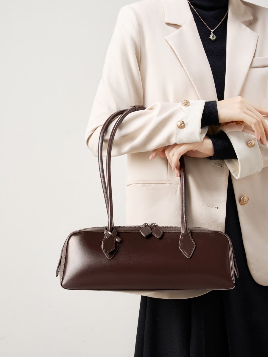 Vintage Leather Shoulder Bag – Handcrafted Retro Purse - HalleBeauty