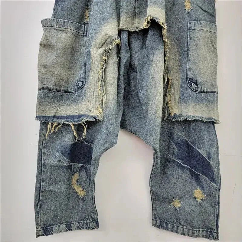 Vintage Patchwork Loose Harem Jeans – Elastic Waist - HalleBeauty