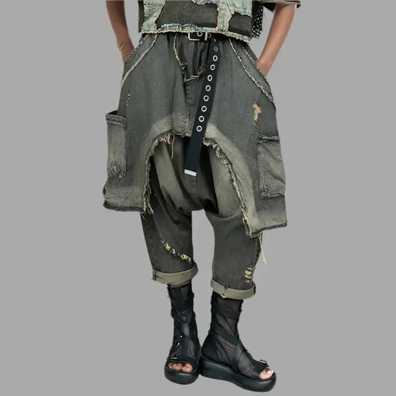 Vintage Patchwork Loose Harem Jeans – Elastic Waist - HalleBeauty