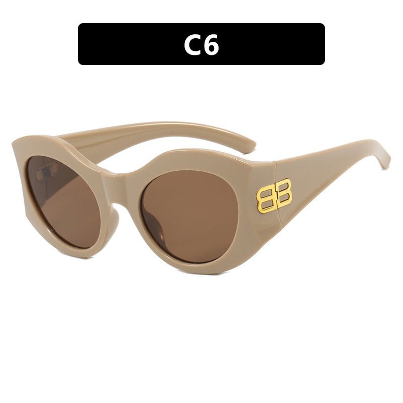 Vintage Square Cat Eye Sunglasses - Oversized Retro Shades (UV400) - HalleBeauty