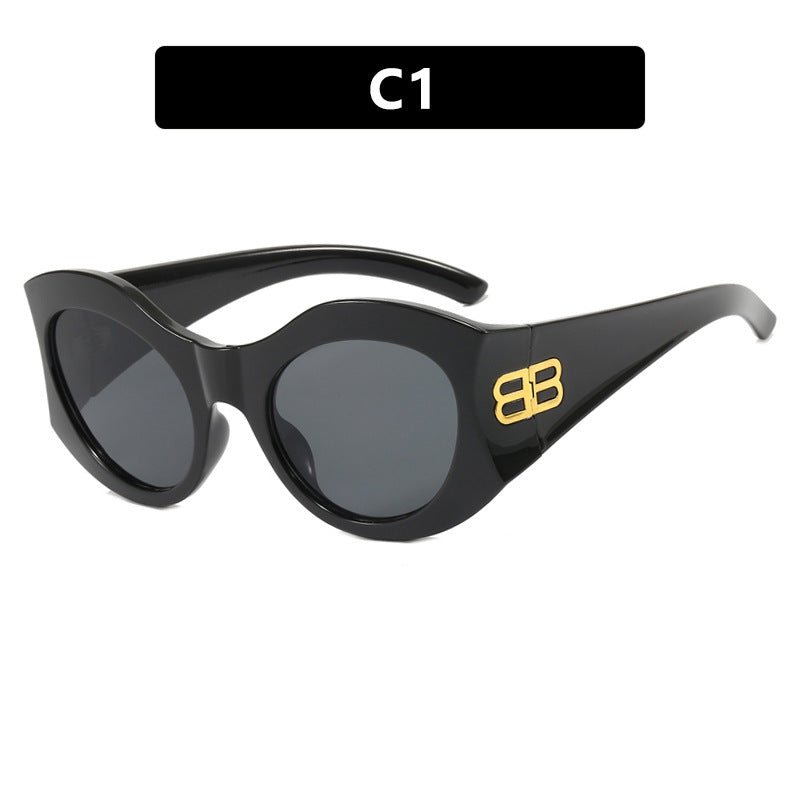 Vintage Square Cat Eye Sunglasses - Oversized Retro Shades (UV400) - HalleBeauty