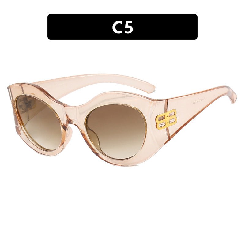 Vintage Square Cat Eye Sunglasses - Oversized Retro Shades (UV400) - HalleBeauty