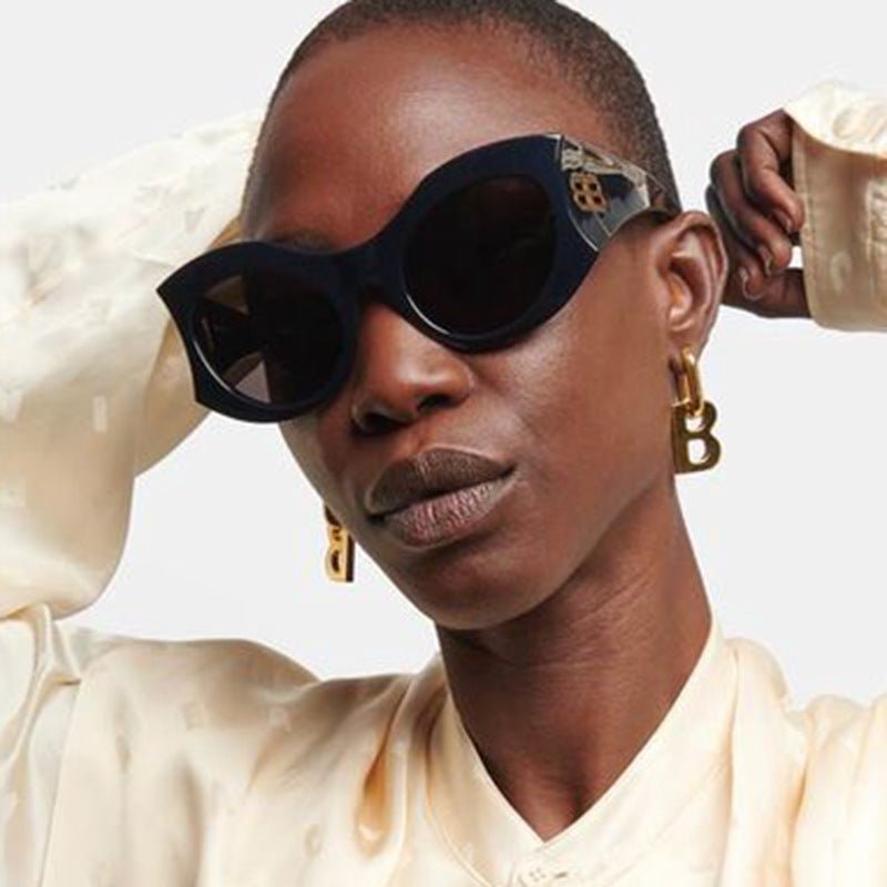 Vintage Square Cat Eye Sunglasses - Oversized Retro Shades (UV400) - HalleBeauty
