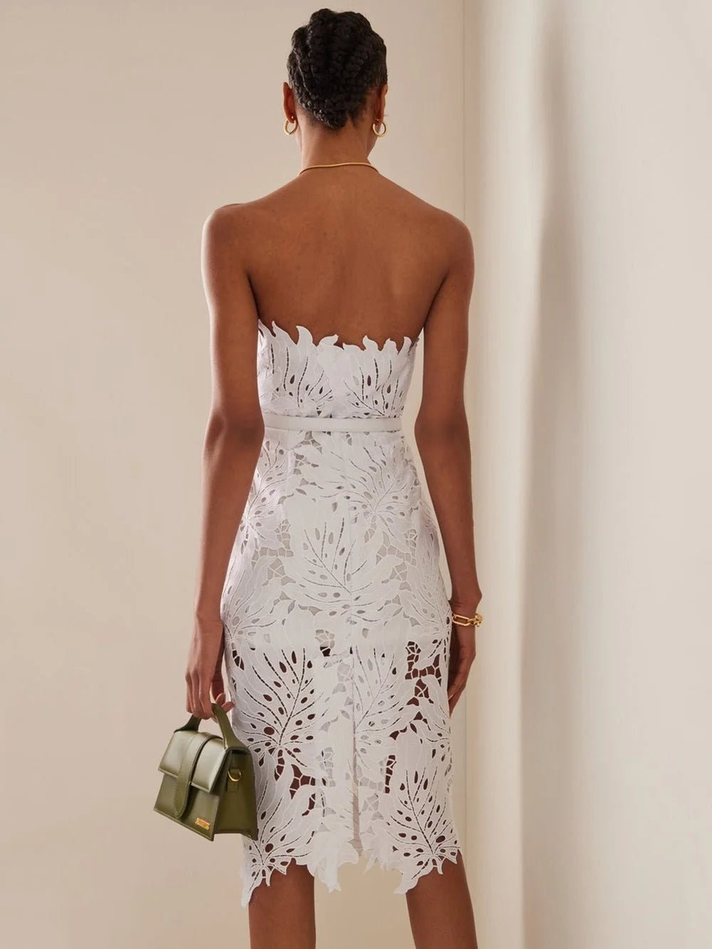 White Lace Strapless Party Dress - HalleBeauty