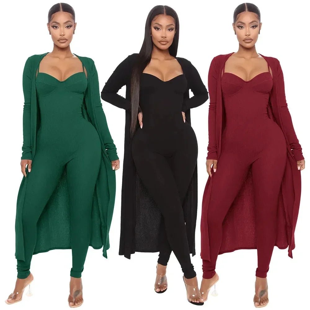 Women's casual long sleeve jumpsuit 2-piece set