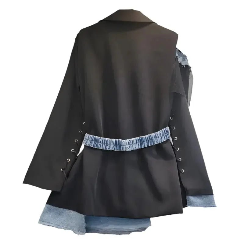 Women’s Color - Block Blazer – High - Spliced Hollow - Out Design - HalleBeauty