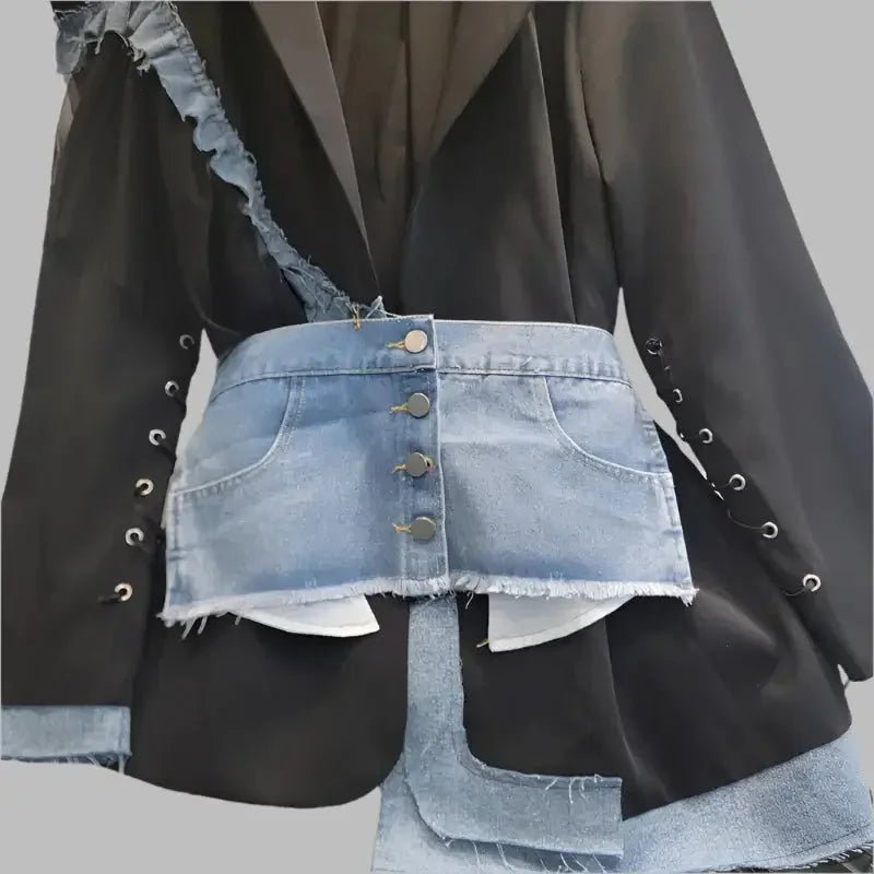 Women’s Color - Block Blazer – High - Spliced Hollow - Out Design - HalleBeauty