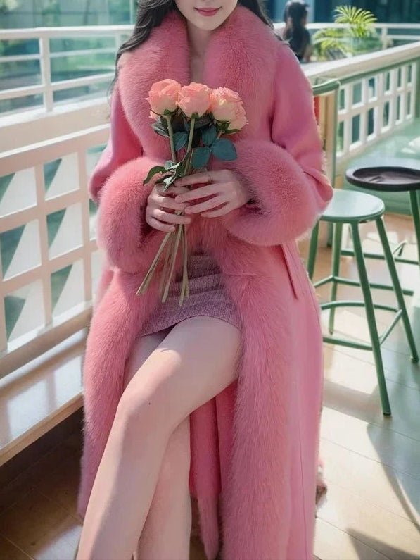 Women's Faux Fur Collar Wool Coat - HalleBeauty