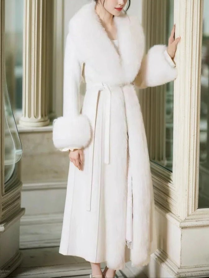 Women's Faux Fur Collar Wool Coat - HalleBeauty