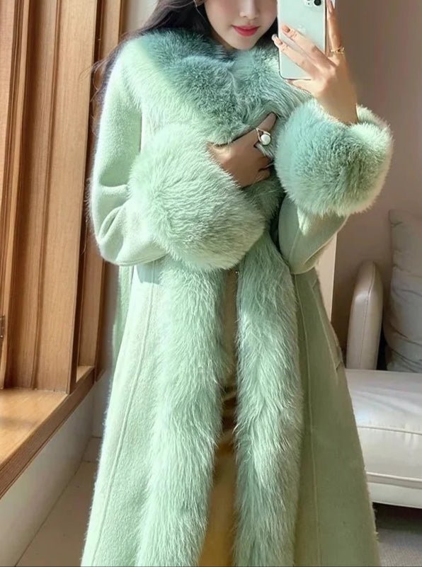 Women's Faux Fur Collar Wool Coat - HalleBeauty