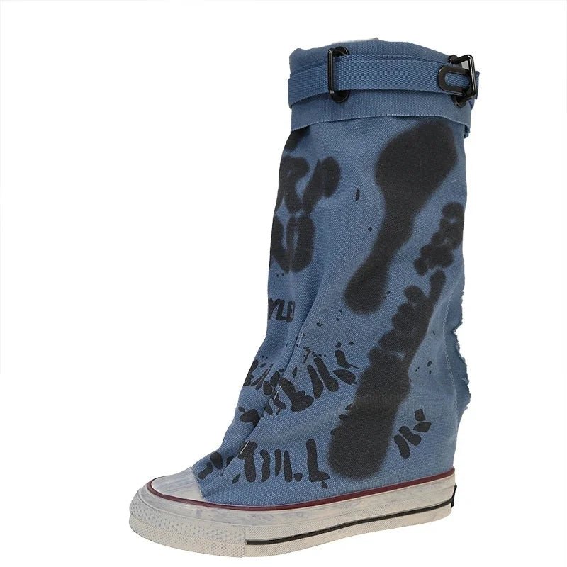 Women's Graffiti Canvas Slip - On Boots - HalleBeauty
