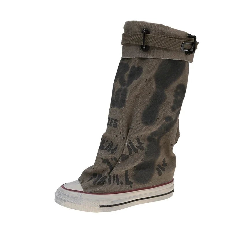 Women's Graffiti Canvas Slip - On Boots - HalleBeauty